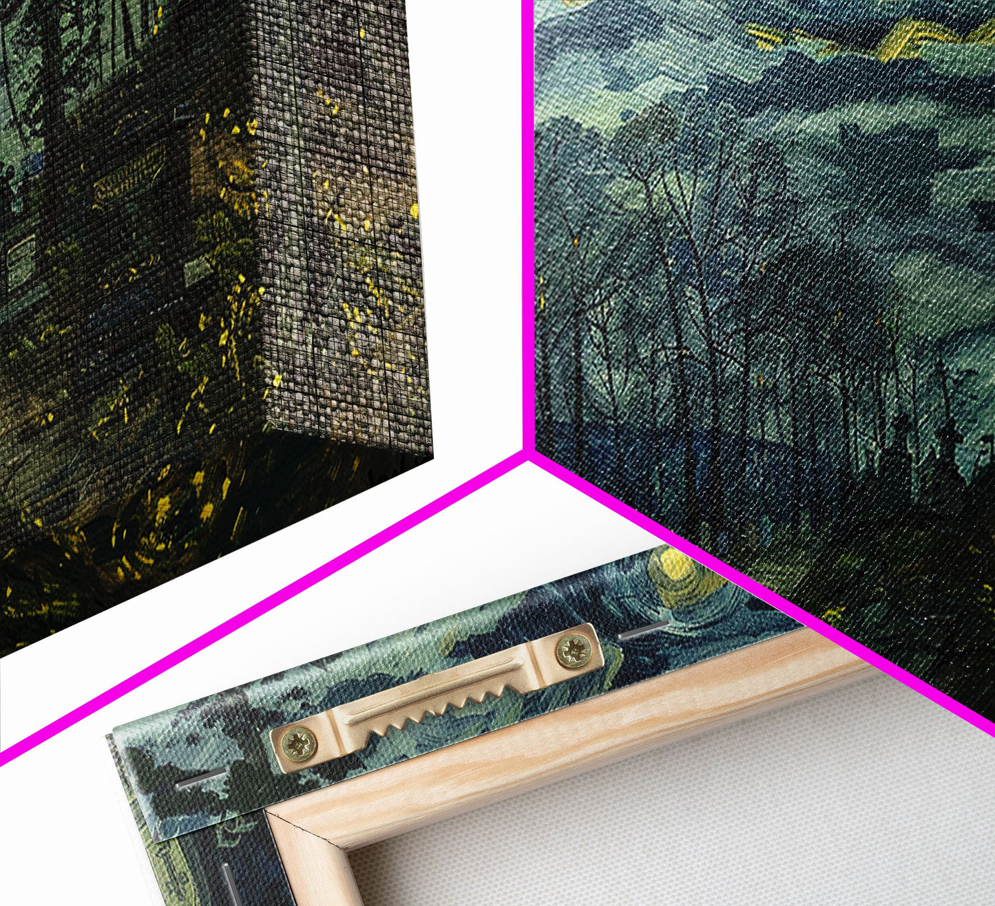 Haunted Graveyard Framed Canvas Print, Starry Night Van Gogh Inspired Halloween Decor, Spooky Vibes Halloween Gift