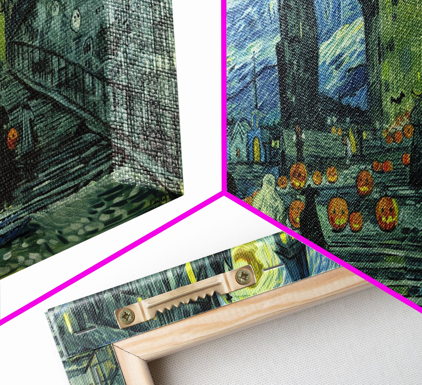 Spooky Gothic Wall Art, Framed Canvas Print, Haunted Staircase