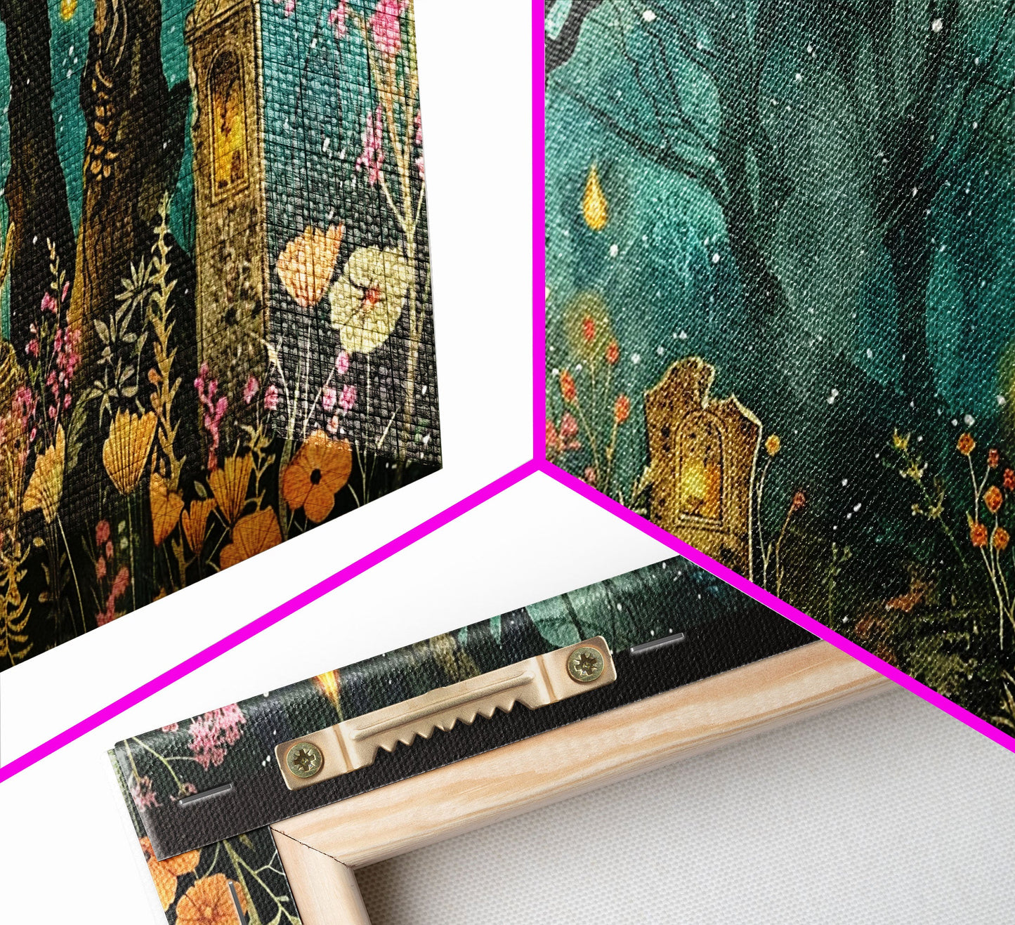 Haunted Cemetery In The Forest Framed Canvas Print, Halloween Decor, Halloween Prop Wall Art