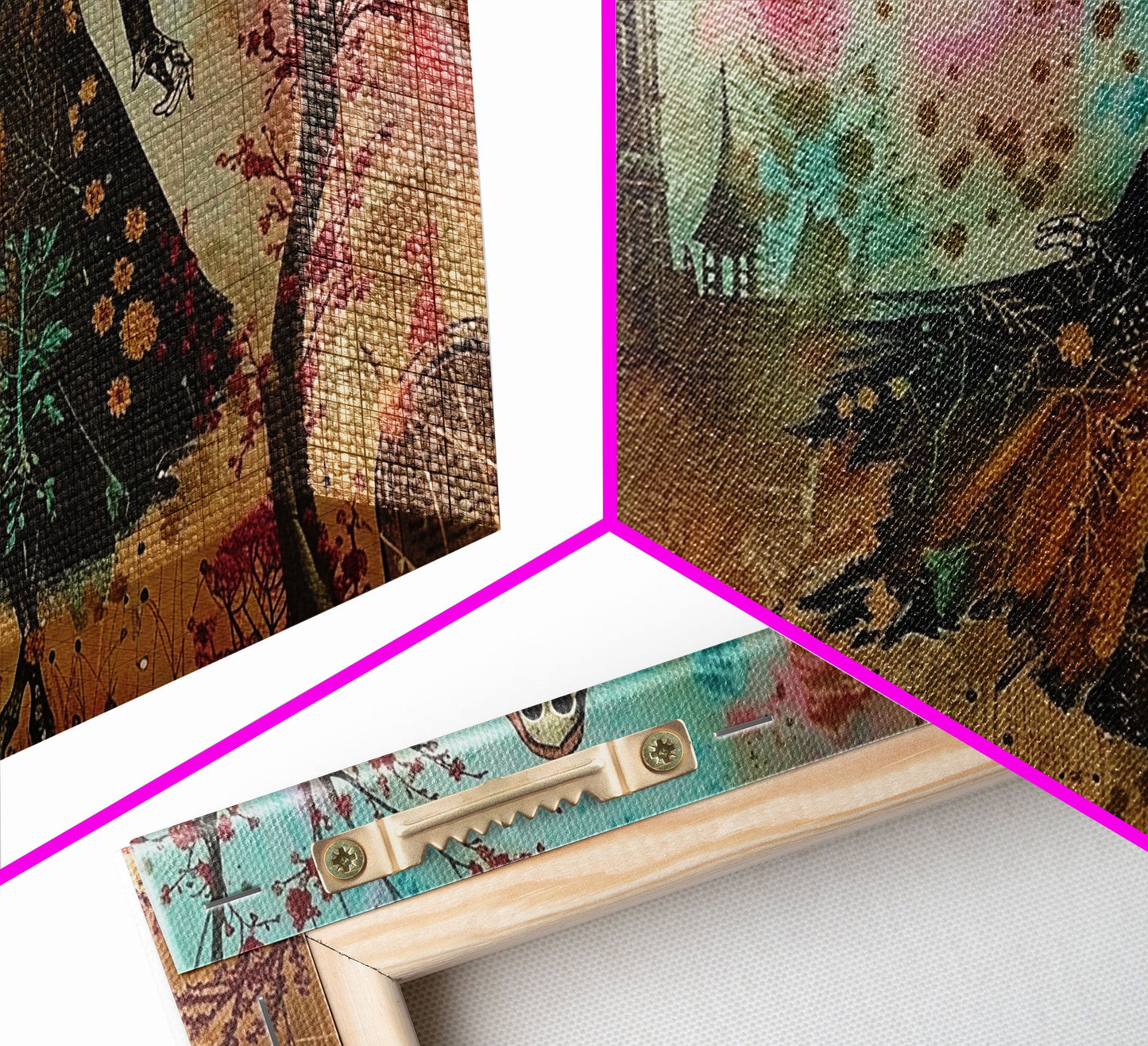 Grinning Banshee In A Cemetery Framed Canvas Print - Spooky Wall Art - Halloween Decor