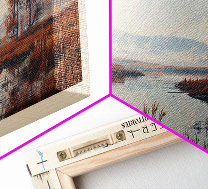 Blackwater Lake Framed Canvas Print, Lake House Decor, Panoramic Scenic View, Travel Poster, Minimalist Art, Lake Painting