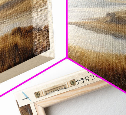 Calamus Reservoir Nebraska Framed Canvas Print, Panoramic Lake House Decor, Wall Art, Travel Poster, Rustic Lake Painting, Nature Art