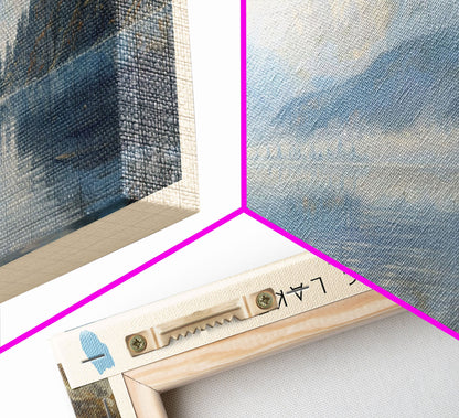 Calling Lake Framed Canvas Print, Panoramic Lake House Decor, Wall Art, Travel Poster, Rustic Lake Painting, Nature Art