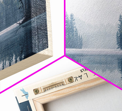 Candle Lake Framed Canvas Print, Panoramic Lake House Decor, Wall Art, Travel Poster, Rustic Lake Painting, Home Decor