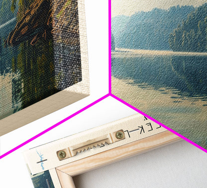 Cedar Creek Lake Kentucky Framed Canvas Print, Panoramic Lake House Decor, Wide Wall Art, Travel Poster, Rustic Lake Painting, Nature Art