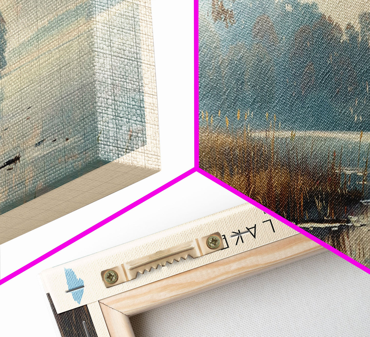 Cedar Lake Illinois Framed Canvas Print, Lake House Art, Panoramic Wide Art, Travel Poster, Minimalist Lake Painting, Home Decor