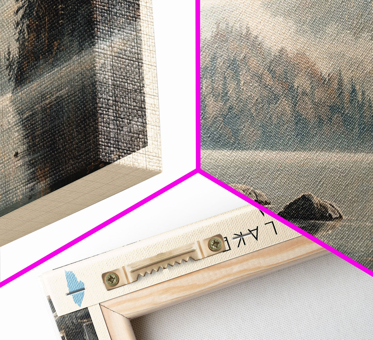 Cedar Lake Framed Canvas Print, Panoramic Lake House Decor, Wide Wall Art, Travel Poster, Rustic Lake Painting, Nature Art