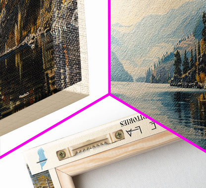 Colville Lake Framed Canvas Print, Lake House Decor, Panoramic Wide Art, Travel Poster, Modern Lake Painting, Nature Art
