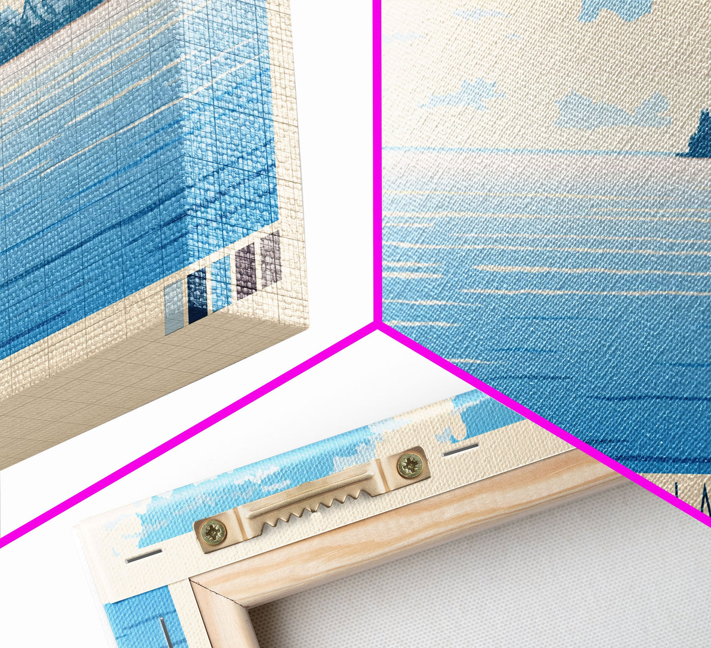 Blue Cypress Lake Florida Framed Canvas Print, Panoramic Wall Art, Midcentury Modern, Pop Art, Travel Poster, Scenic Living Room Art, Lake House Decor