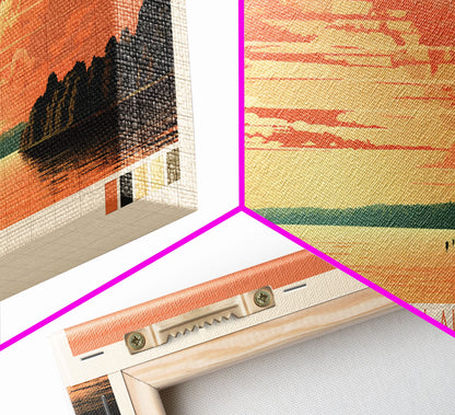 Cedar Creek Lake Kentucky Framed Canvas Print, Midcentury Modern Panoramic Wall Art, Living Room Decor, Pop Art, Travel Poster Art, Scenic Nature Painting, Lake House Decor