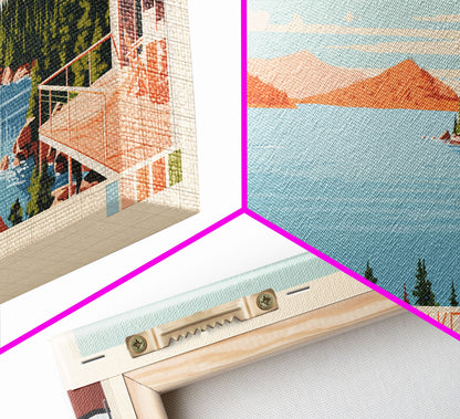 Gordon Lake Alberta Framed Canvas Print, Panoramic Art, Midcentury Modern, Pop Art, Bedroom Decor, Travel Poster, Artistic Decor, Home Decor