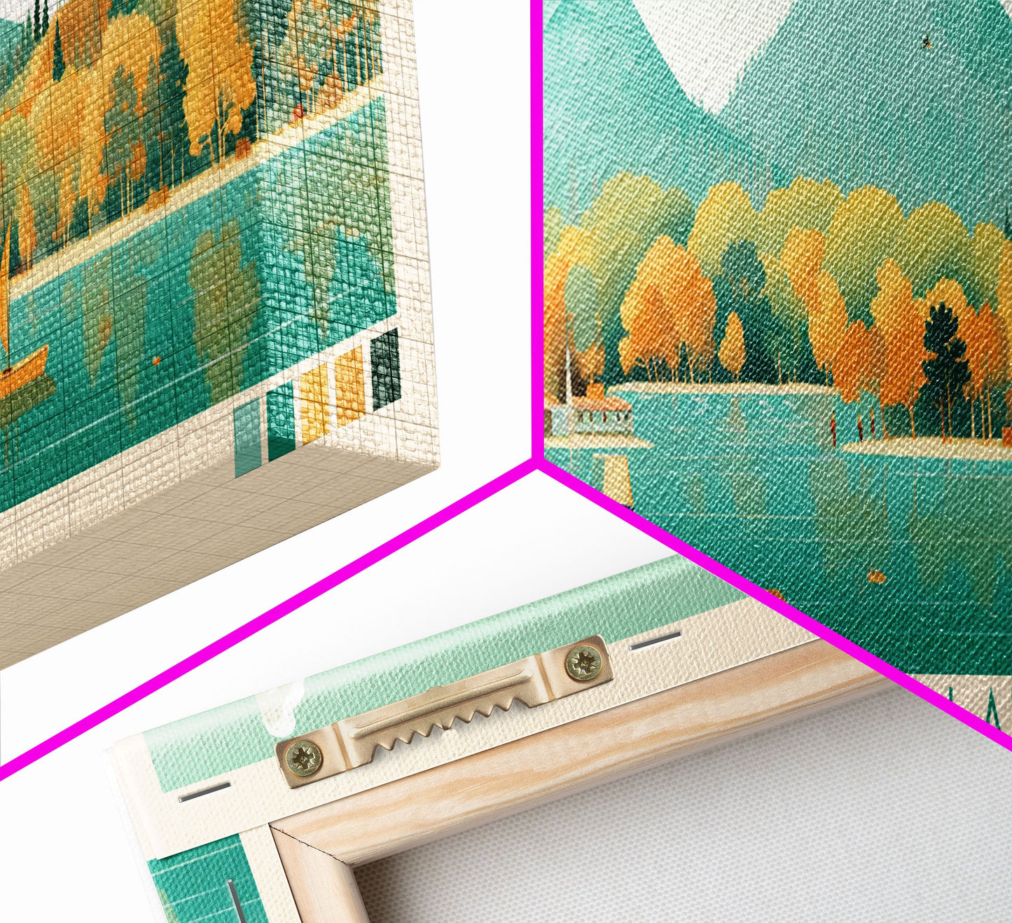 Greenwood Lake New York Framed Canvas Print, Panoramic Art, Midcentury Modern, Pop Art, Bedroom Decor, Travel Poster, Lake House Decor