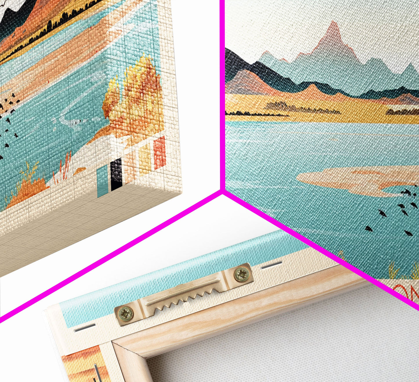 Leinwanddruck „Lake Greenson, Arizona“ mit Rahmen, Panorama-Wandbild, Midcentury Modern, Pop Art, Wohnzimmerdekoration, Reiseposter, Schlafzimmerkunst