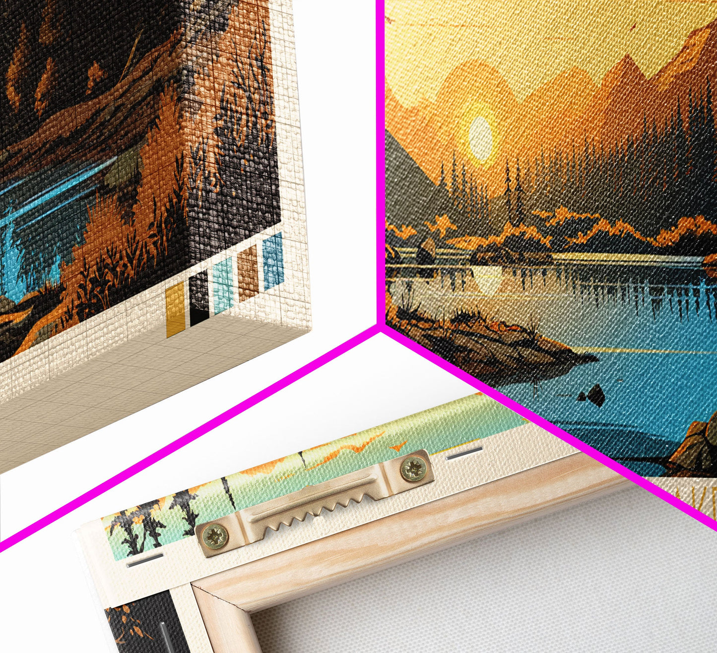 Spooner Lake, Nevada Framed Canvas Print, Lake House Decor, Midcentury Modern Art, Pop Art, Travel Poster, Bedroom Wall Art