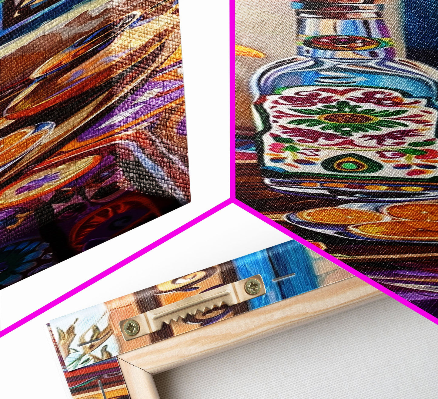 Tuscan Kitchen Wall Art Print Framed on Canvas, Tall Narrow Mediterranean Art, Housewarming Gift, Textured Oil Painting , Modern Art Print