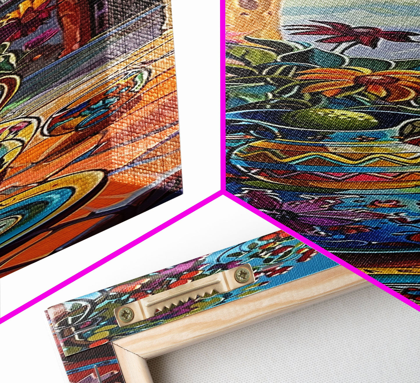 Rustic Mediterranean Wall Art Printed and Framed on Canvas, Spanish Home Decor, Long and Narrow Wall Art, Modern Living Room Art Print