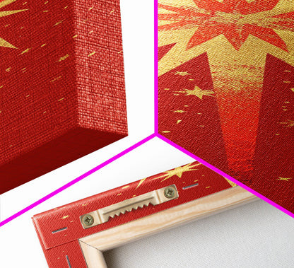 Retro Sunburst Art on Distressed Background - Framed Canvas Print, Midcentury Modern Skinny Art, Tall Wall Art for Living Room or Bedroom Decor