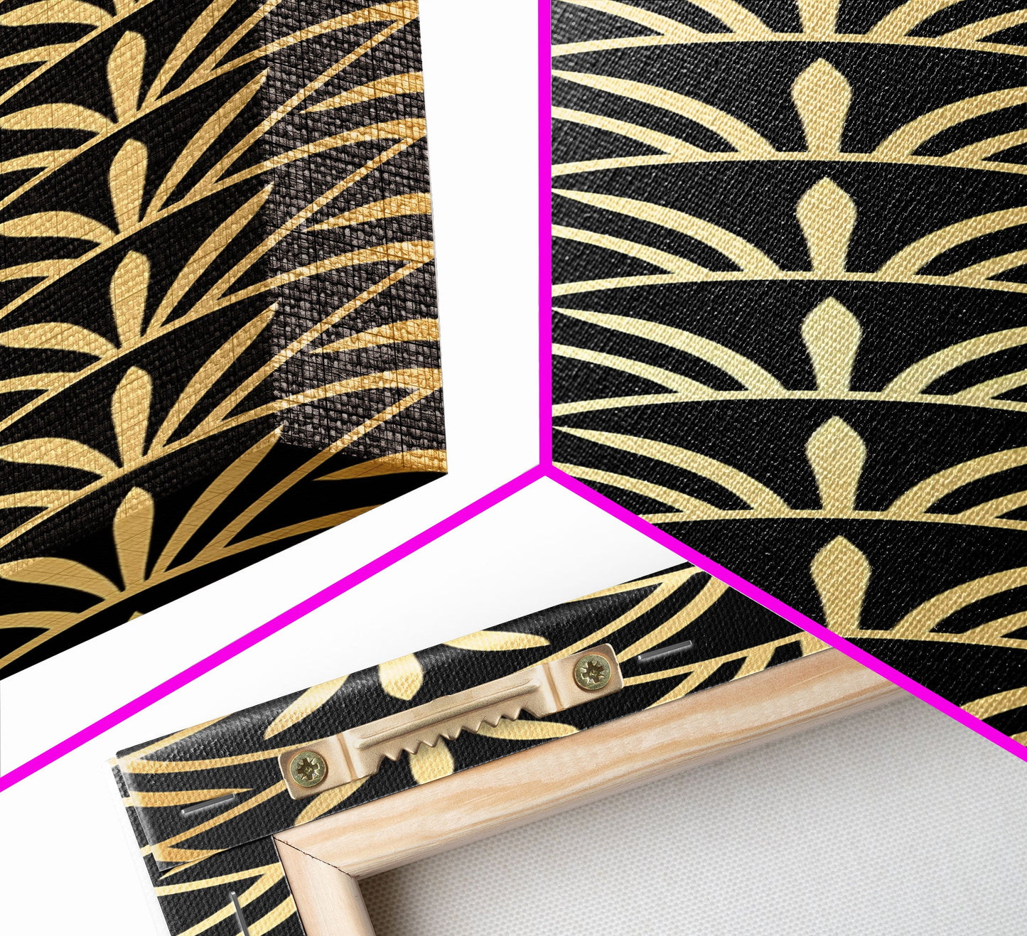 Retro Flower Motif in Orange and Green Tones - Framed Canvas Print, Midcentury Modern Art, Skinny Art, Tall Art, Living Room Wall Decor, Boho Art