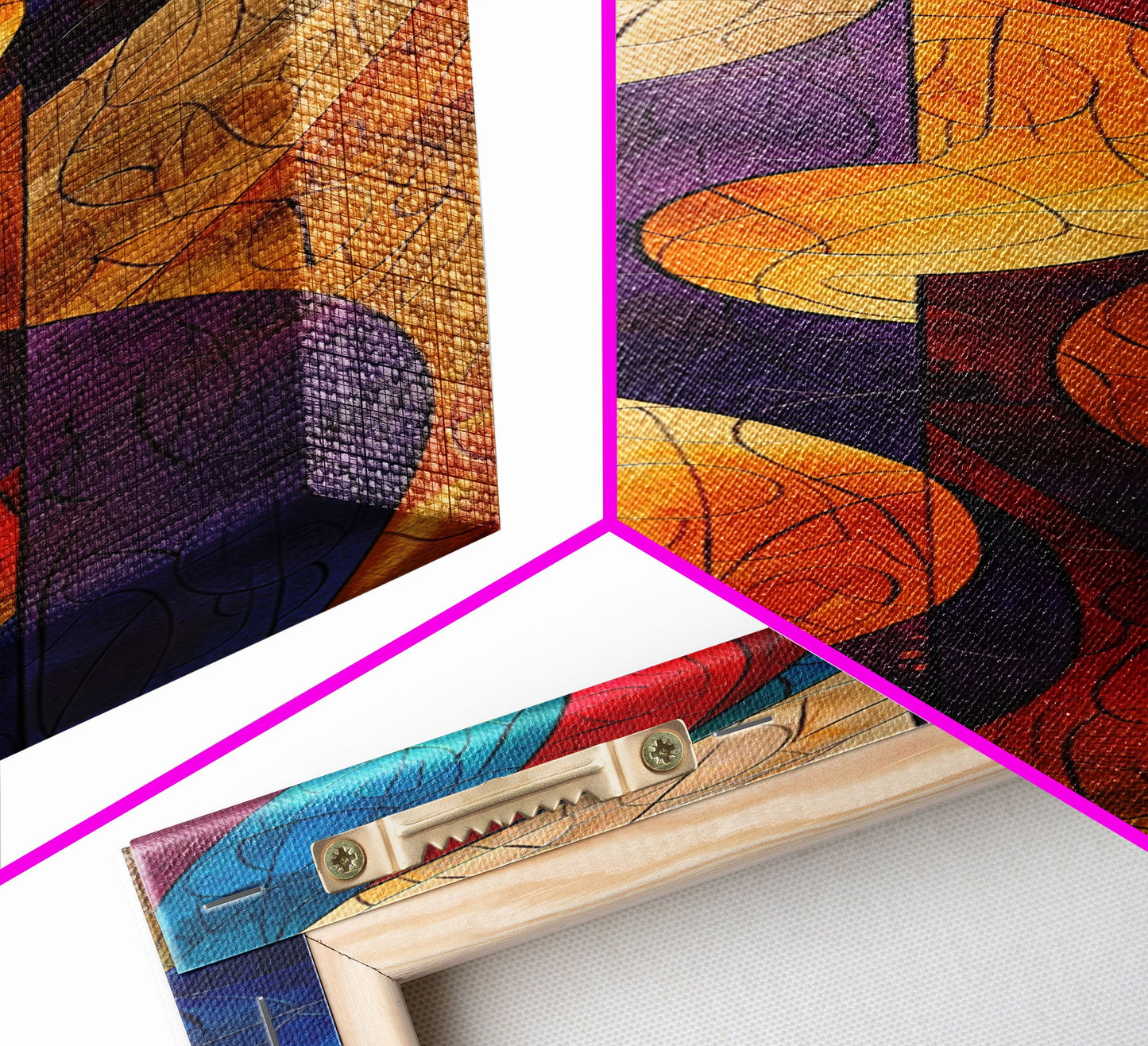 Colorful Abstract Design in Swirling Patterns - Framed Canvas Print, Midcentury Modern Art, Skinny Art, Tall Art, Living Room Wall Decor, Boho Art