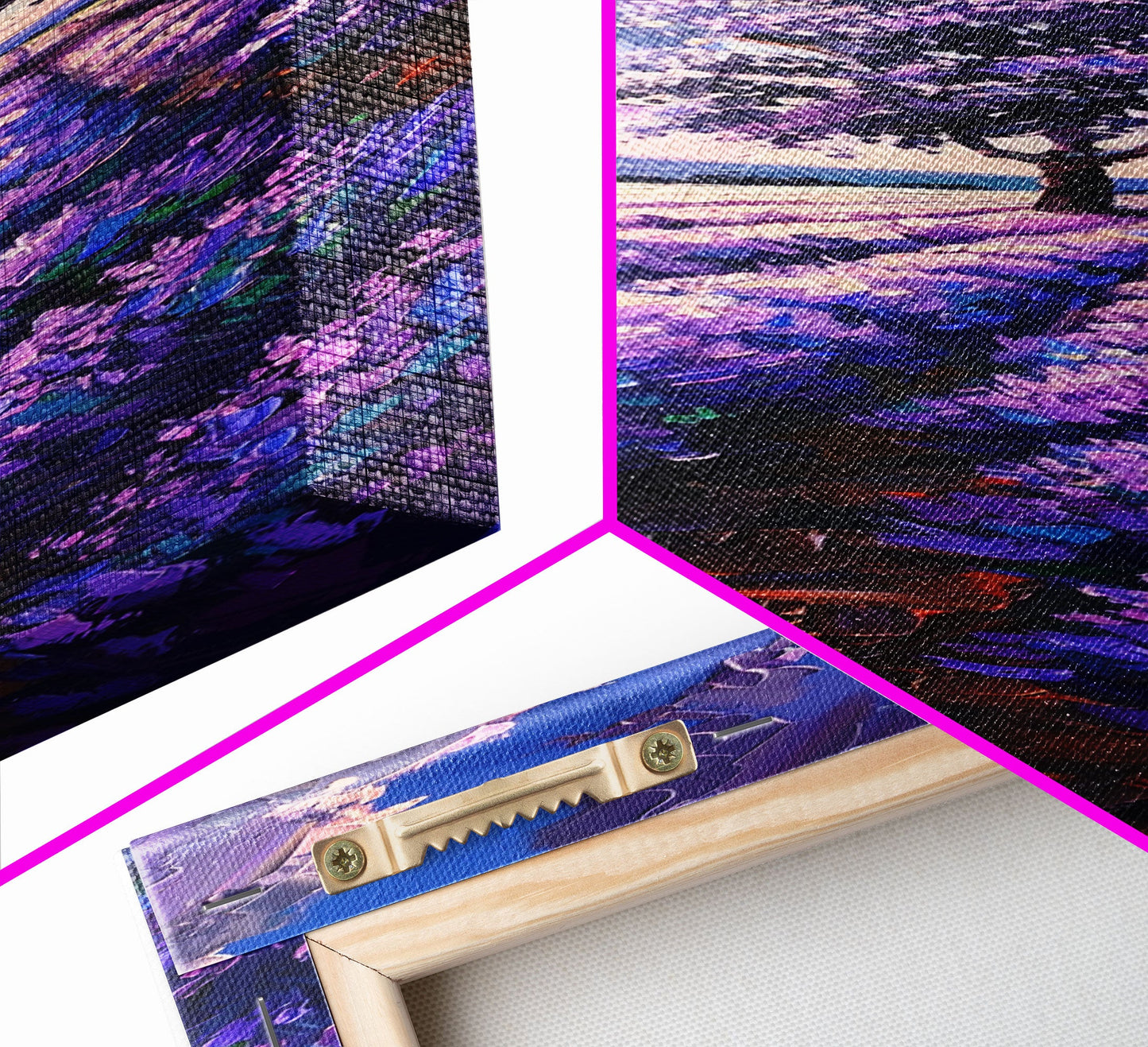 Majestic Lavender Tree in a Flower Field, Skinny and Tall Art, Serene Framed Canvas Print, Peaceful Home Decor