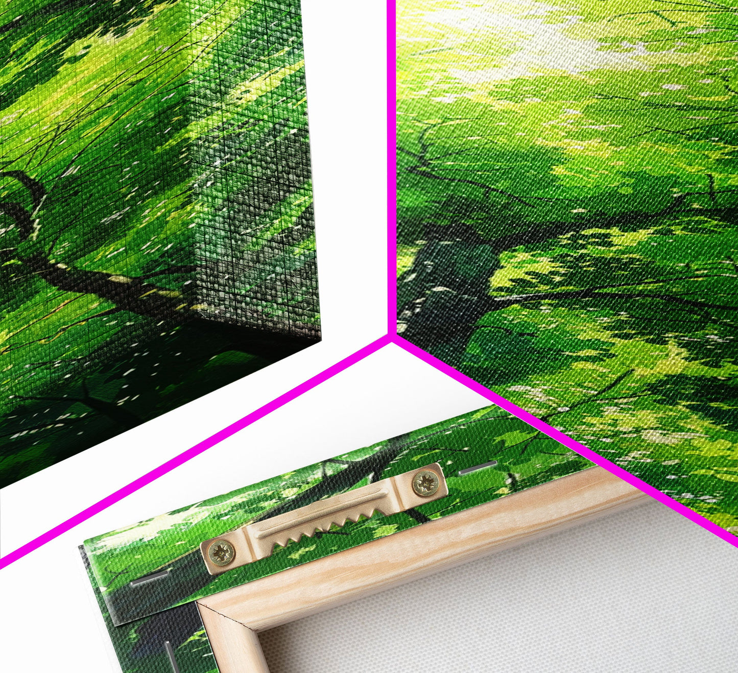 Lush Green Forest Canopy View as Tall Skinny Art Framed Canvas Print for Relaxing Wall Decor in Homes or Offices