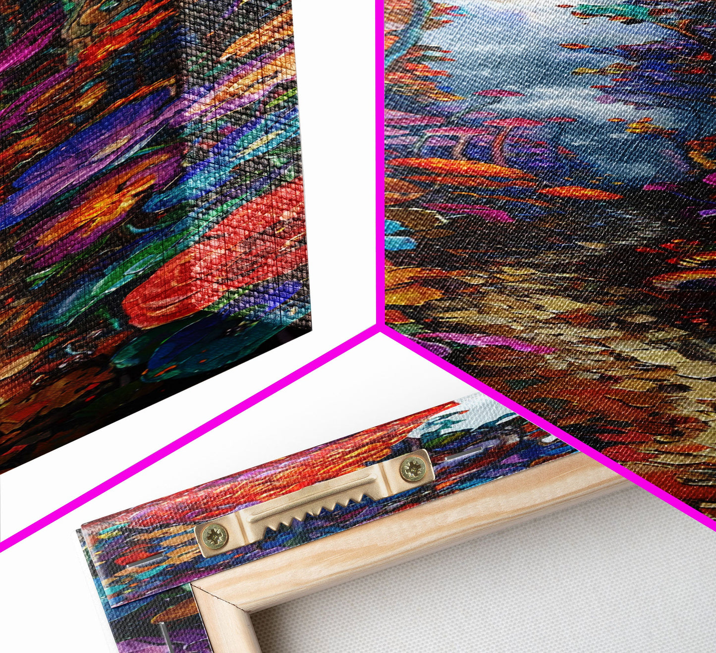 Fantasy Forest Pathway with Giant Mushrooms as Tall Skinny Art Framed Canvas Print for Whimsical Wall Decor in Unique Spaces