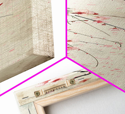 Cherry Blossoms, Full Bloom, Japanese Art, Skinny Art, Tall Art, Framed Canvas Print, Ukiyo-e Style