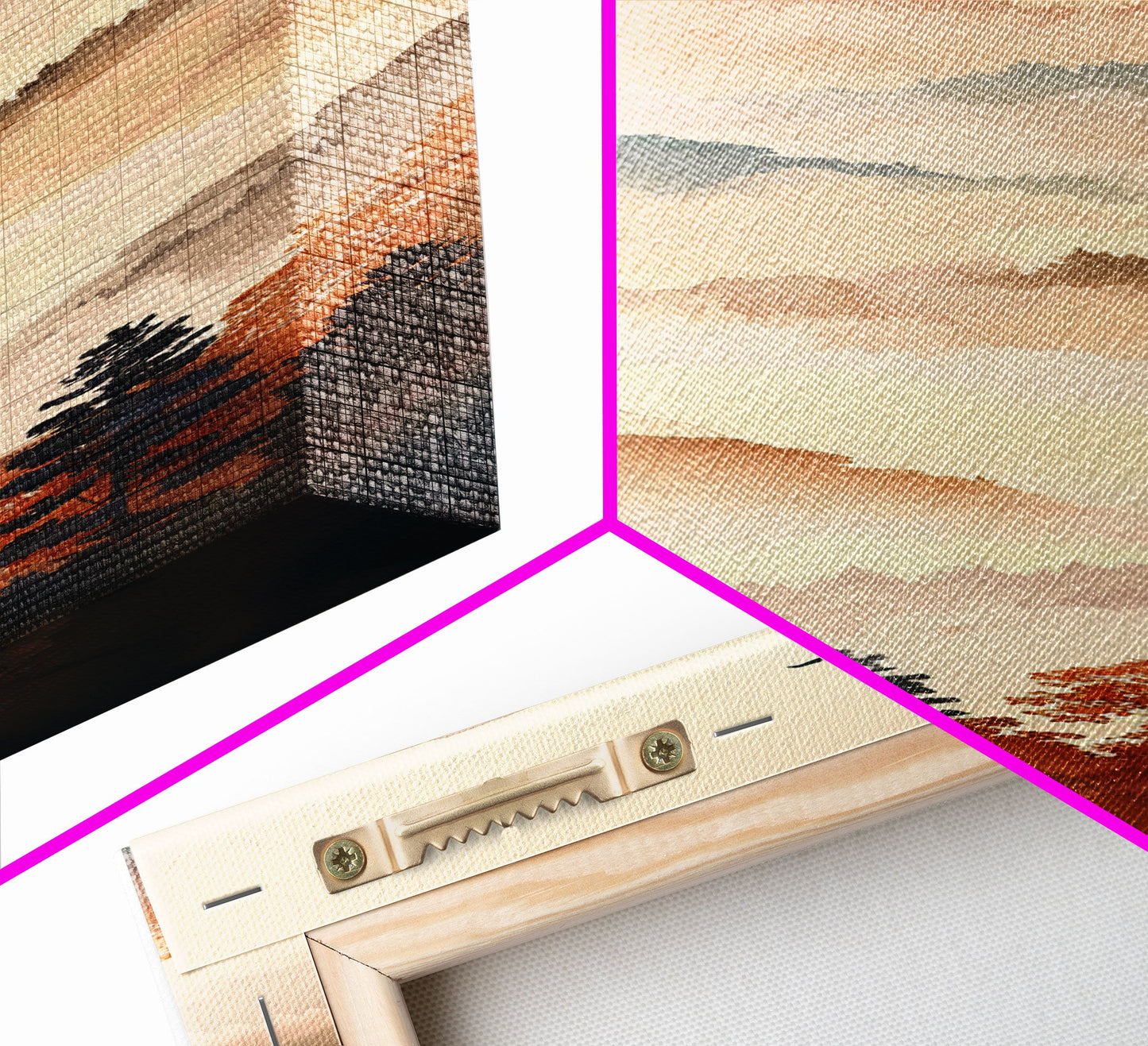 Skinny Art Tall Art Framed Canvas Print Layers Of Misty Mountains In Soft Warm Hues Ukiyo-e Japanese Style Art Wood Block Print