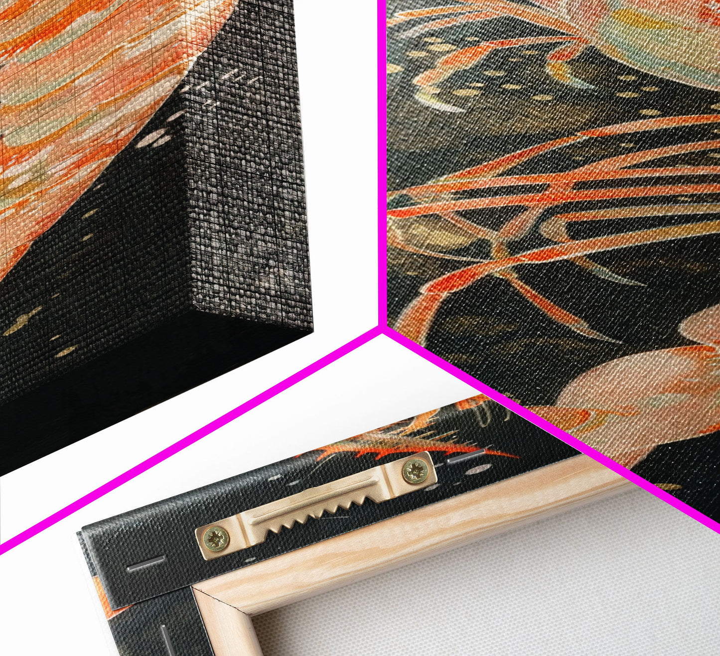 Shrimp Illustration Underwater Theme Deep Sea Skinny Art Tall Art Framed Canvas Print Japanese Style Art Ukiyo-e Art Wood Block Print Marine Life