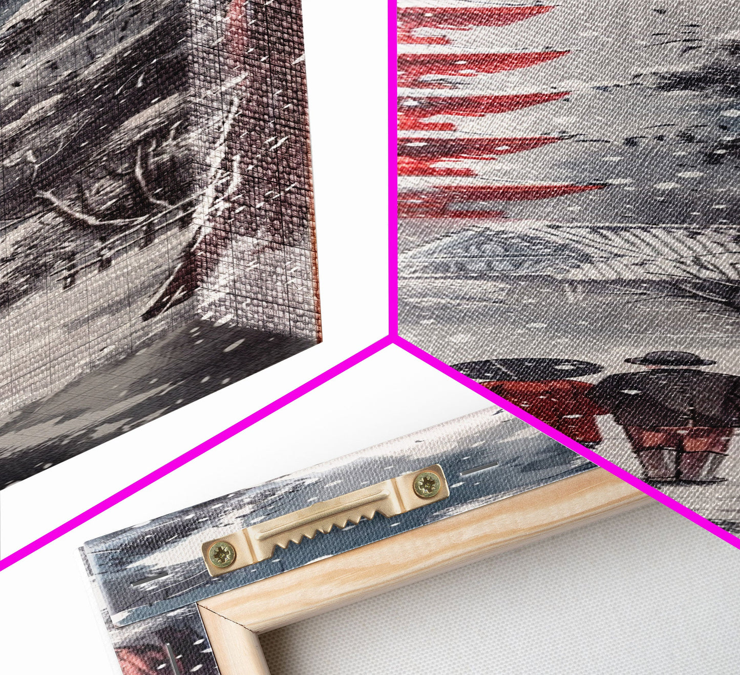 Snowy Pathway Leading To Red Pagoda Skinny Art Tall Art Framed Canvas Print Japanese Style Art Ukiyo-e Art Wood Block Print Seasonal Tranquil