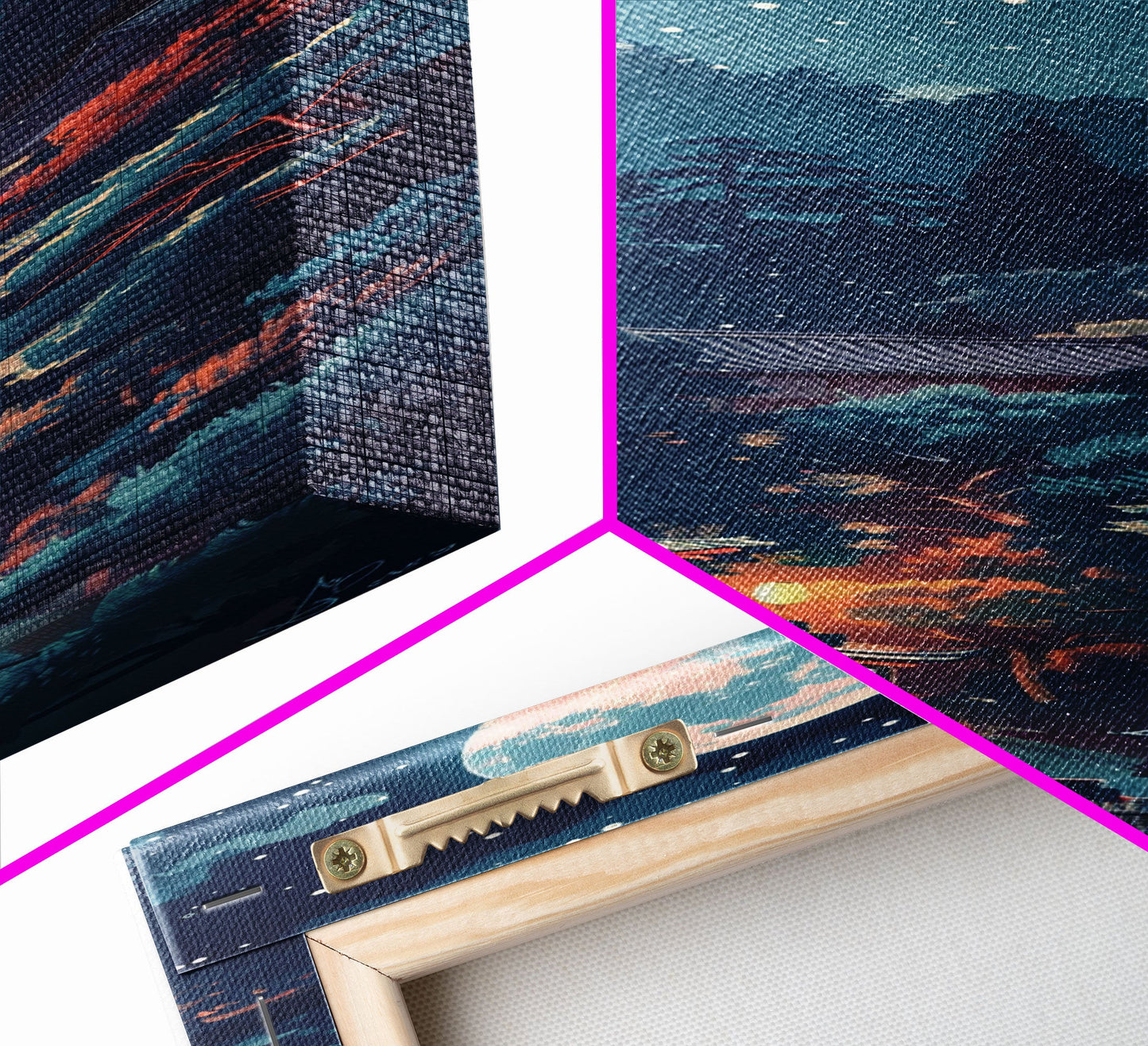 Peaceful Japanese Temple And Pagoda Under A Full Moon, Skinny Art Tall Wall Art Framed Canvas Print Japanese Style Art