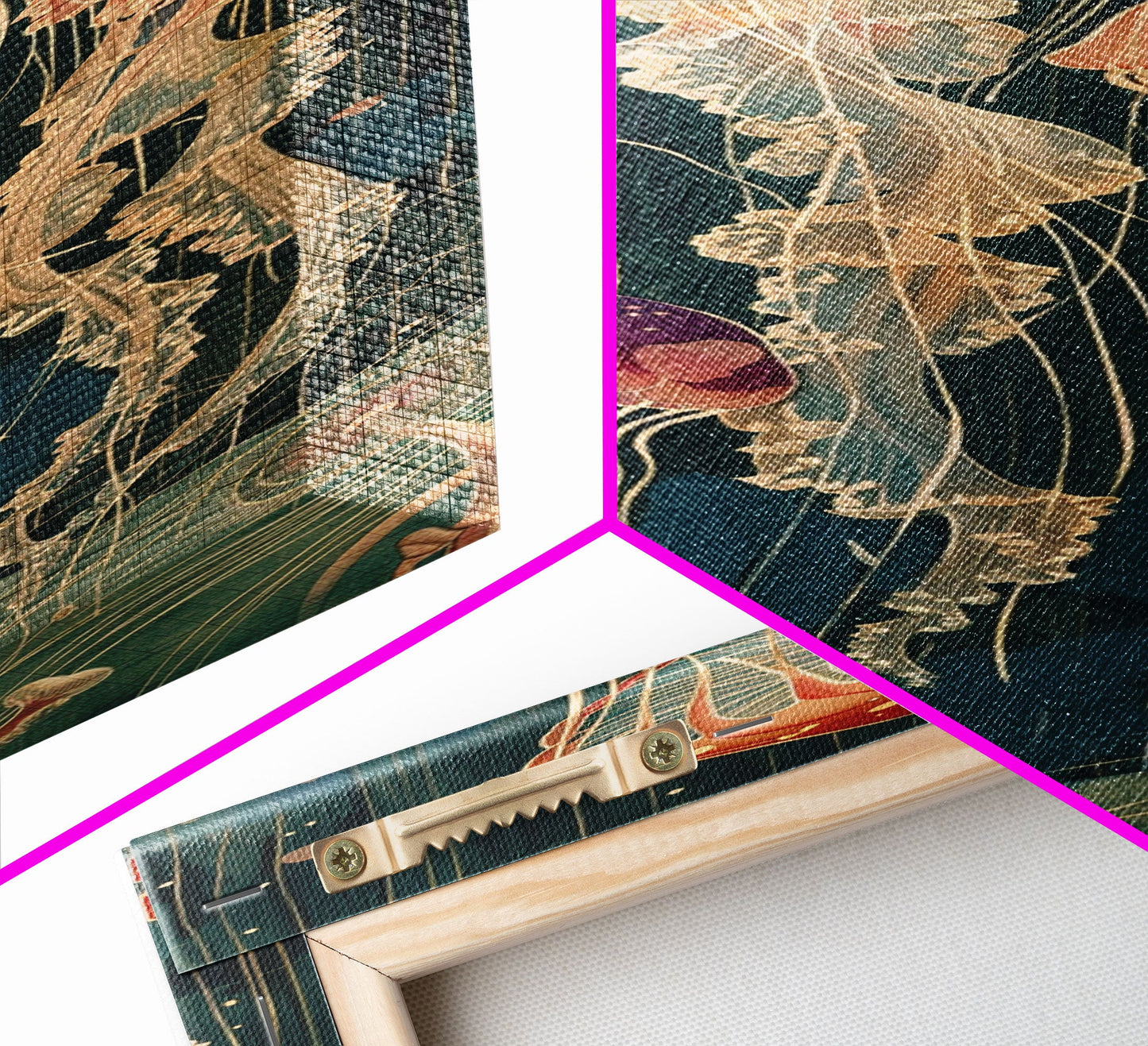 Skinny Art Tall Art Jellyfish Wood Block Print Japanese Style Art Captivating Underwater Scene Framed Canvas Print