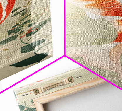 Koi Fish Swimming Gracefully Among Greenery Tall Art Ukiyo-e Art Framed Canvas Print