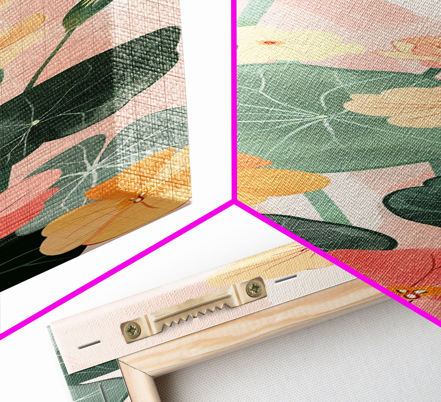 Bright And Colorful Nasturtium Flowers Ukiyo-e Style Tall Skinny Wood Block Japanese Art Framed Canvas Print