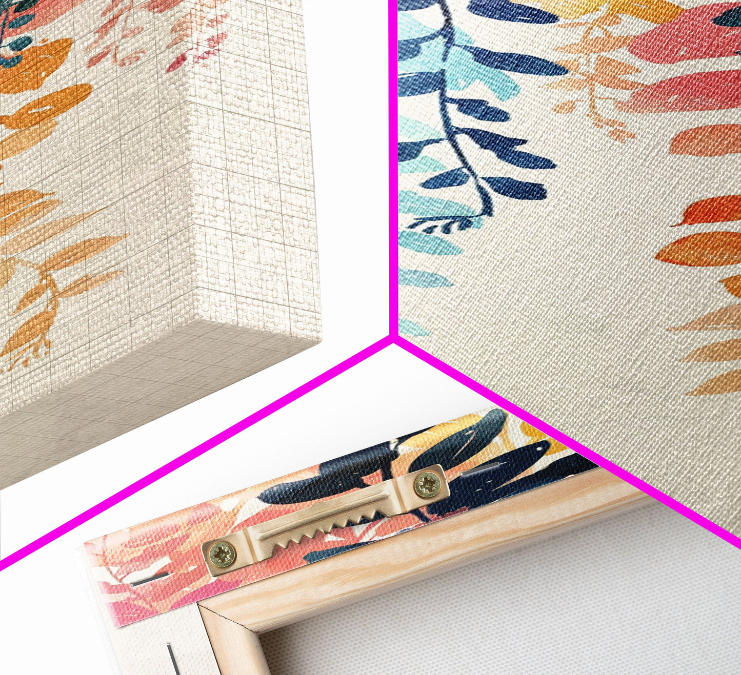 Colorful Leaves Hanging From Branches - Skinny Art Tall Art Framed Canvas Print Japanese Style Art Ukiyo-e Art