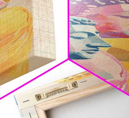 Colorful Buddha Statues Skinny Art Wood Block Print Japanese Style Art Framed Canvas Print Tall Art Ukiyo-e Art