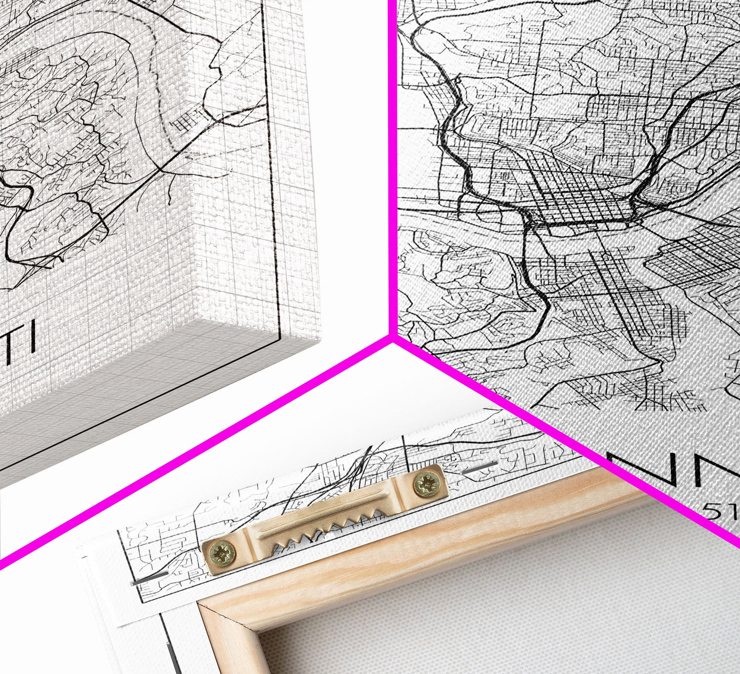 Cincinnati Street Map, Ohio Map, City Map Art, Minimalist Art, Wall Art, Canvas Print, Canvas Wall Art, Travel Wall Décor, Gift For Her