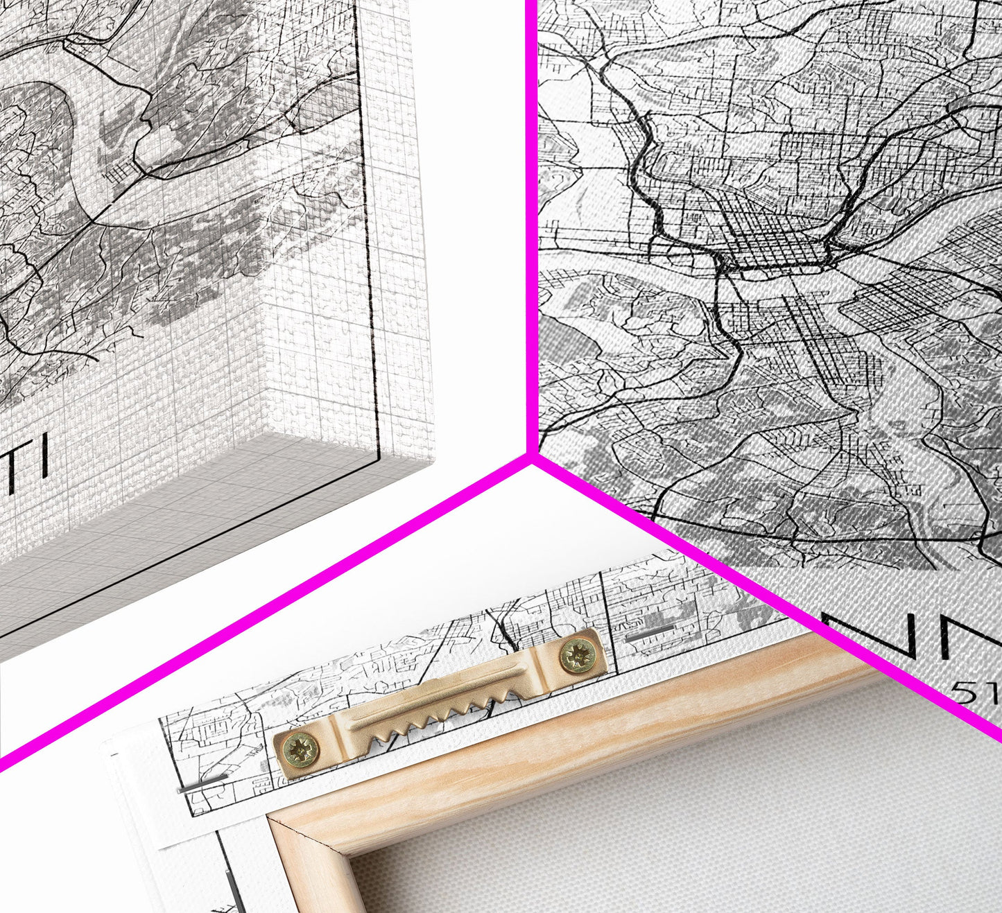 Cincinnati Street Map, Ohio Map, City Map Art, Minimalist Art, Wall Art, Canvas Print, Canvas Wall Art, Travel Wall Art, Birthday Gift