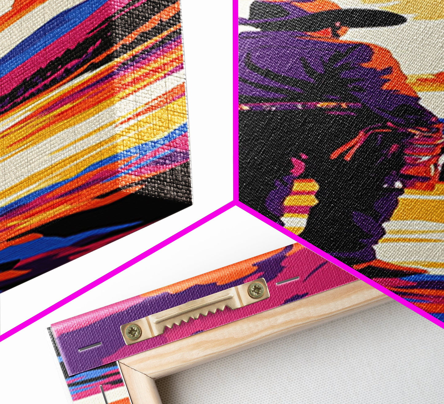 Bold Cowboy Sunset Canvas Print pink orange wall art southwest wall art extra wide art rustic decor farmhouse art tall narrow art