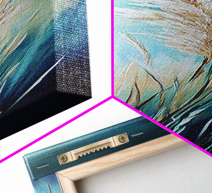 Soft Blue Pampas Grass Canvas Print botanical prints, tall narrow art, wabi sabi art, coastal decor, sage green wall art, modern farmhouse decor, extra wide art, minimalist art, bedroom art