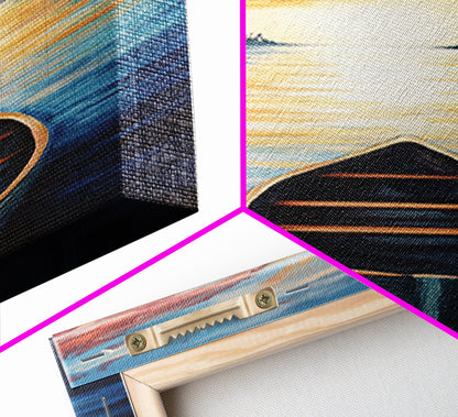 Sunset Canoe Reflection Canvas Print Coastal Landscape Art Nautical Decor Rustic Wall Art Lake Tahoe Art Above Bed Wall Art