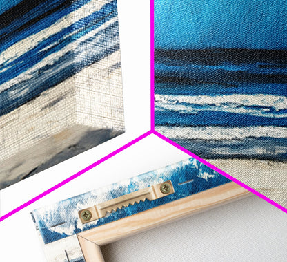 Beach Chair, coastal decor, nautical painting, seascape painting, ocean view, lake Tahoe art, blue and green wall art, Framed Canvas Print, surf