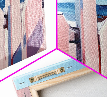 Beach Fence Painting, Coastal Landscape Art, Nautical Wall Decor, Soft Pastel Colors, Framed Canvas Print, Extra Wide Art, Seaside Home