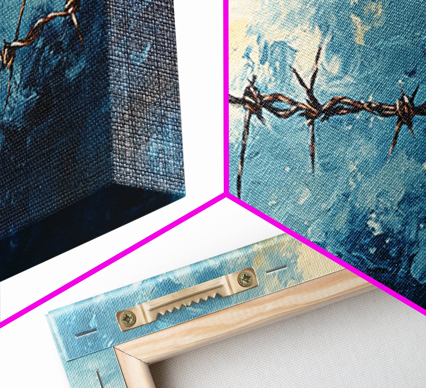 Barbed Wire, Rustic Wall Art, Southwest Art, Minimalist Art, Moody Painting, Extra Wide Art, Western Landscape Art, Framed Canvas Print