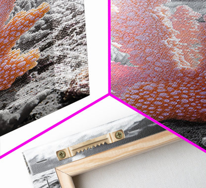 Ocean coral, coastal decor, nautical painting, framed canvas print, marine life art, whimsical ocean scene, tropical beach house wall art