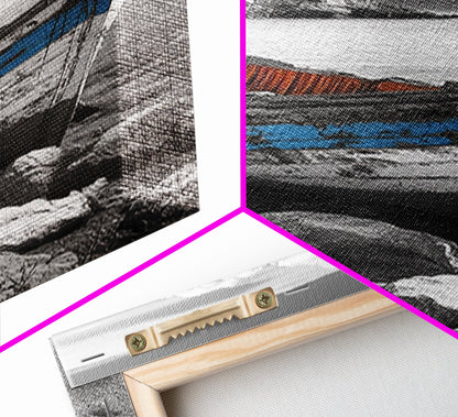 Rustikales Bootsbild, Küstendeko, Maritime Wandkunst, Seestück, Strandhauskunst, Geschenkidee, Leinwanddruck, Wabi-Sabi-Kunst