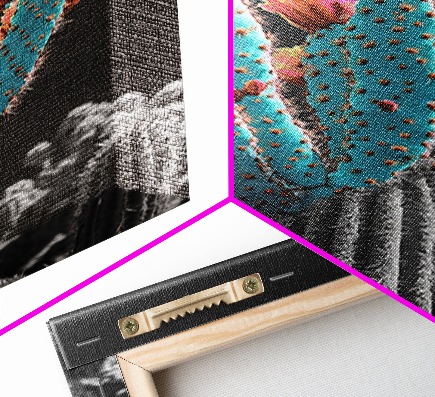 Cactus, desert flowers, vibrant nature art, framed canvas print, boho wall decor, southwest wall art, floral painting, Joshua tree art