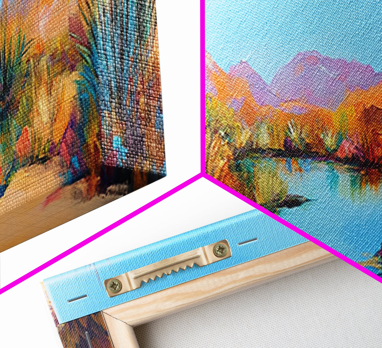 Küstenlandschaftskunst, gerahmter Leinwanddruck, extra breites Kunstwerk, Kunst vom Lake Tahoe, Wohnzimmerkunst, Panoramagemälde, rustikale Dekoration, Kunst über dem Sofa