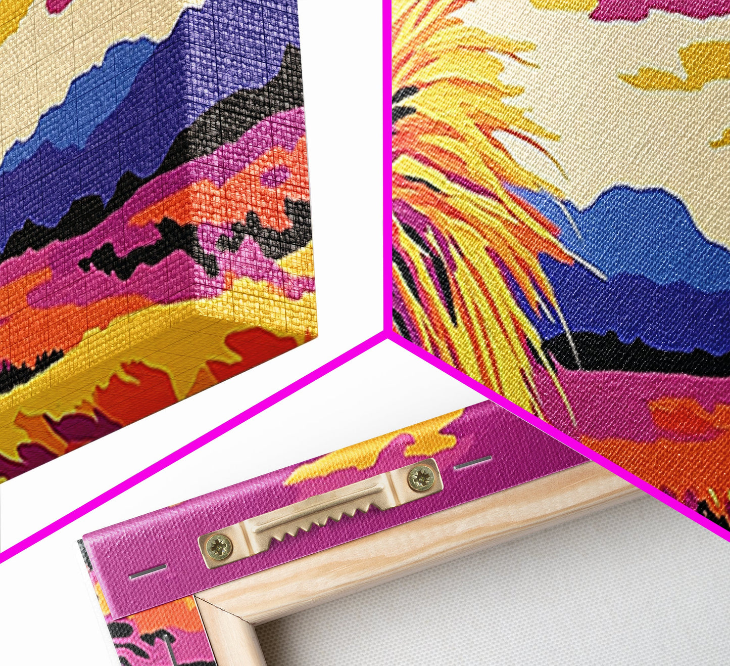 Kunst aus der Südwest-Wüste, Joshua-Tree-Kunst, Wandkunst in Pink und Orange, Sonnenuntergangsgemälde, abstrakte Kunst, gerahmter Leinwanddruck, extra breite Kunst