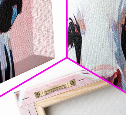 Black and White Cow Art, Light Pink Wall Art, Southwest Wall Art, Coastal Cowgirl Wall Art, Framed Canvas Print, Rustic Decor